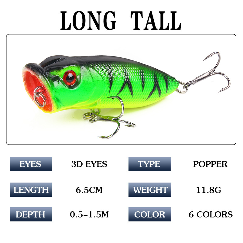 6 قطعة 6 ألوان (حقيبة opp)/5 ق - مراجعة Fishing Lure Popper وسعره